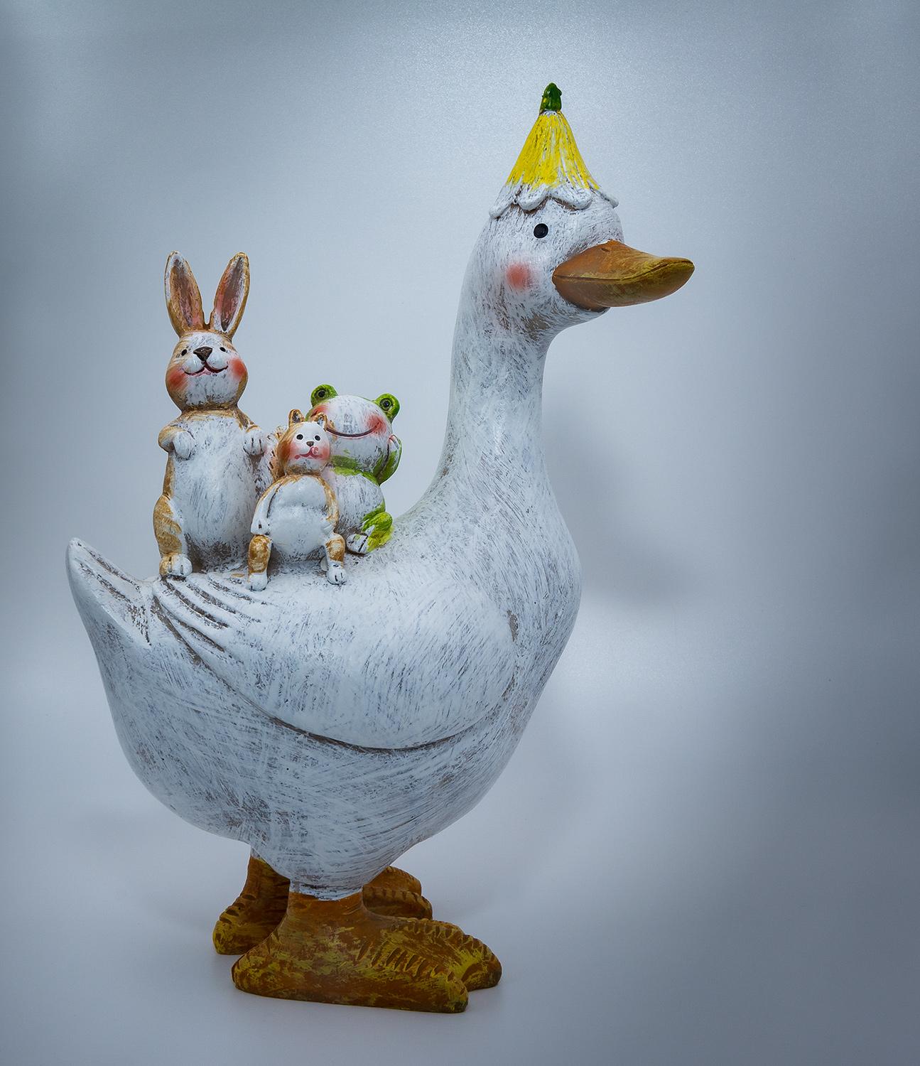 Gans, Hasi, Frosch und Katze - Tonfigur