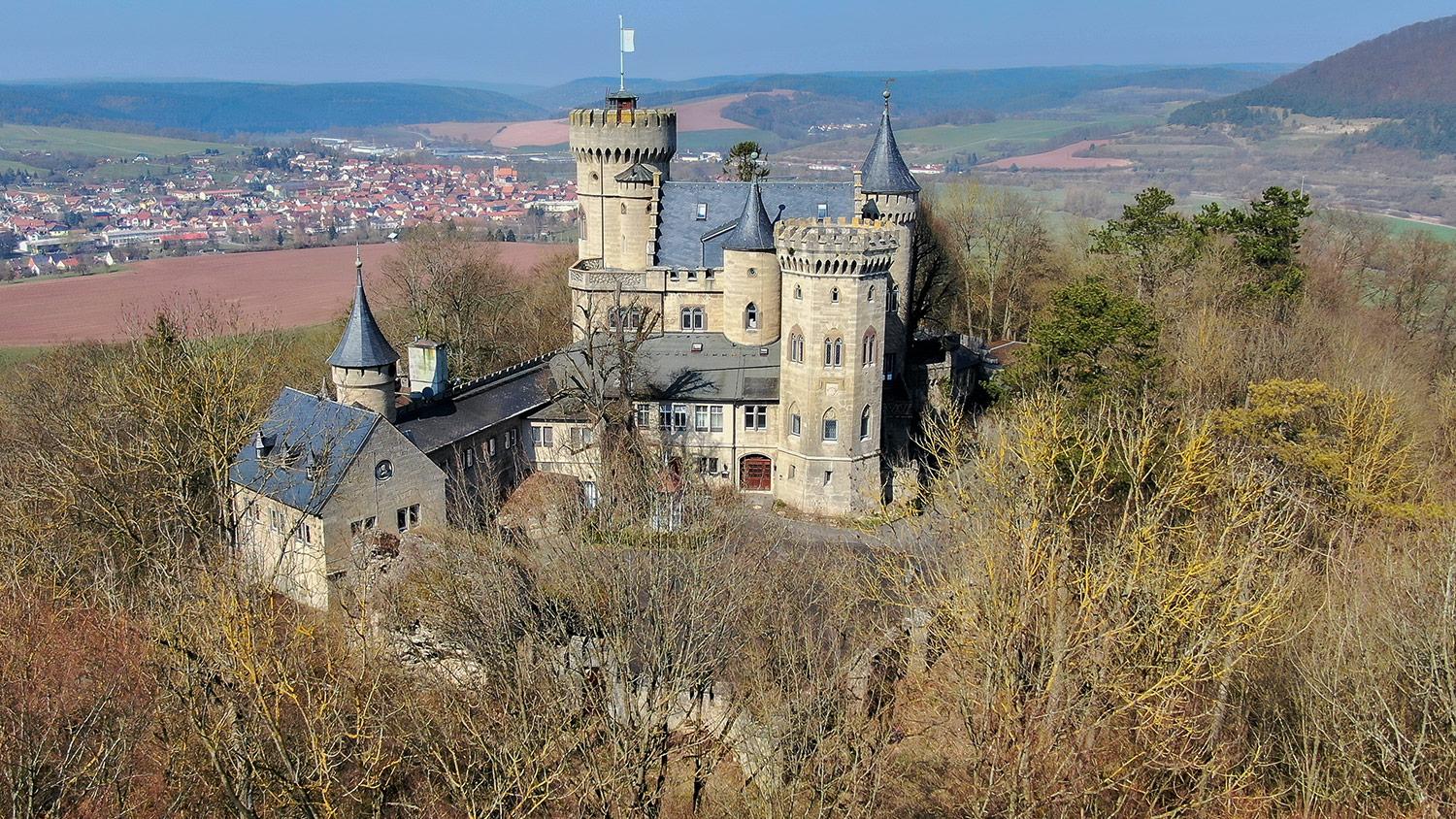 Luftaufnahme von Schloss Landsberg bei Meiningen - Thüringen