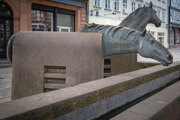 Historischer Pferdebrunnen in Marburg - Hessen